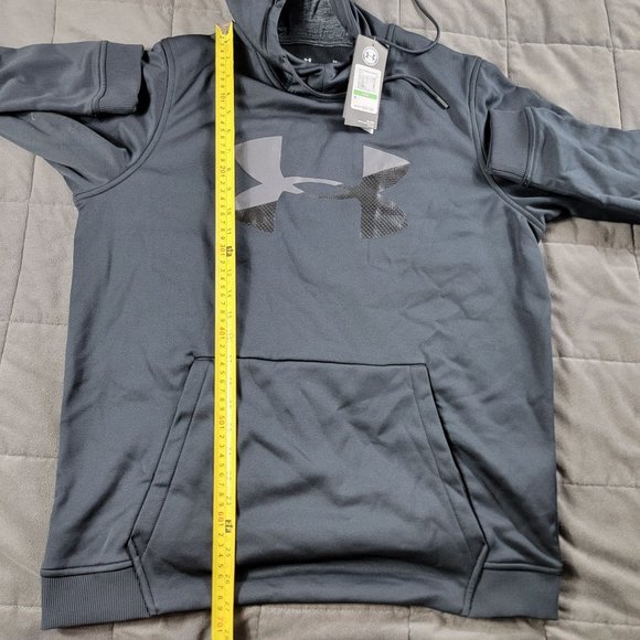 Under Armour Mens Large Black Big Logo Hoodie Graphic Print Long Sleeve - Picture 9 of 10